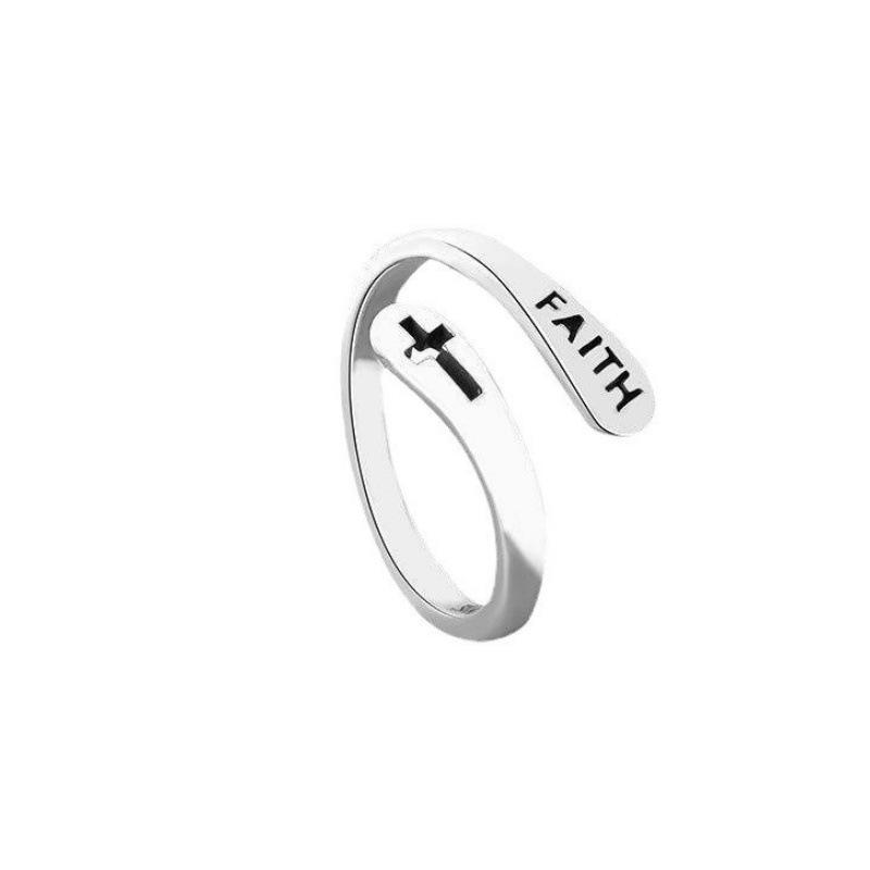 Hong Kong Style Women's Hip-Hop Cross Letter Ring - Trendy Niche Design