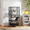 4-Tier Small Animal Cage with Ramps, Platforms, Hammock and Wheels, 52x52x115 cm, Grey