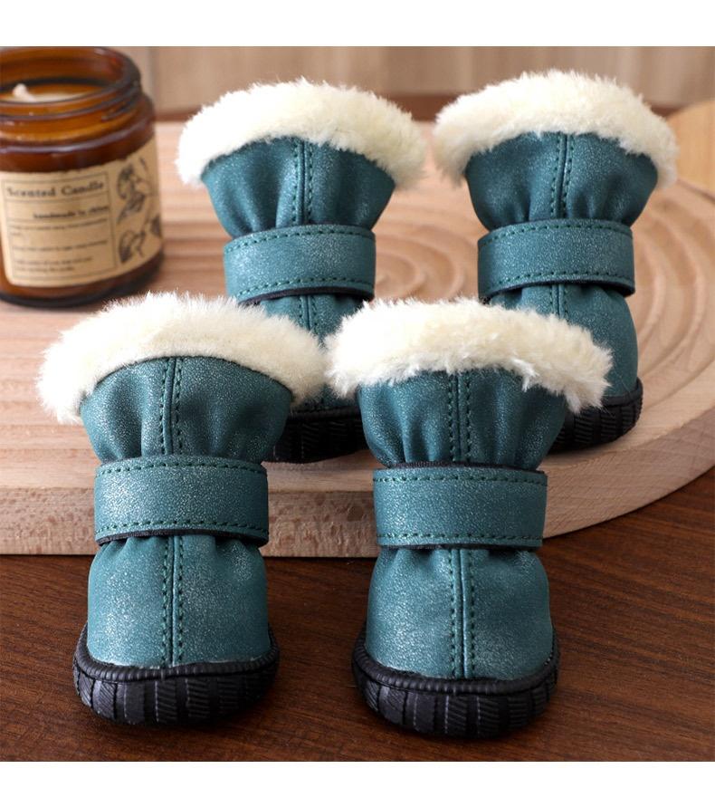 Pet Shoe Thickened Velvet Breathable Durable Anti-Slip Anti-Drop Dog Shoes Winter Boots for Small Dogs Outdoor Walking