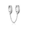 European & American S925 Sterling Silver Zircon Row Diamond Double Ring Tassel Hoop Earrings