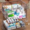 Transparent Family Medicine Box with Tray Plastic First Aid Kit Portable Thick Medicine Classification and Storage Box