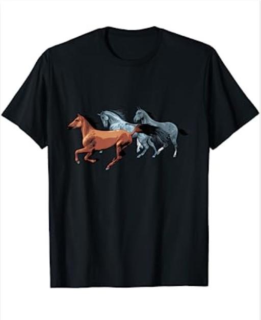 Wild Arabian Horses Funny Realistic Wild Arabian Horses T-Shirt S