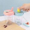 Large Water Milk Bottle Cup with Straw Coffee Cup Portable Glass Water Cup  For Sports Camping