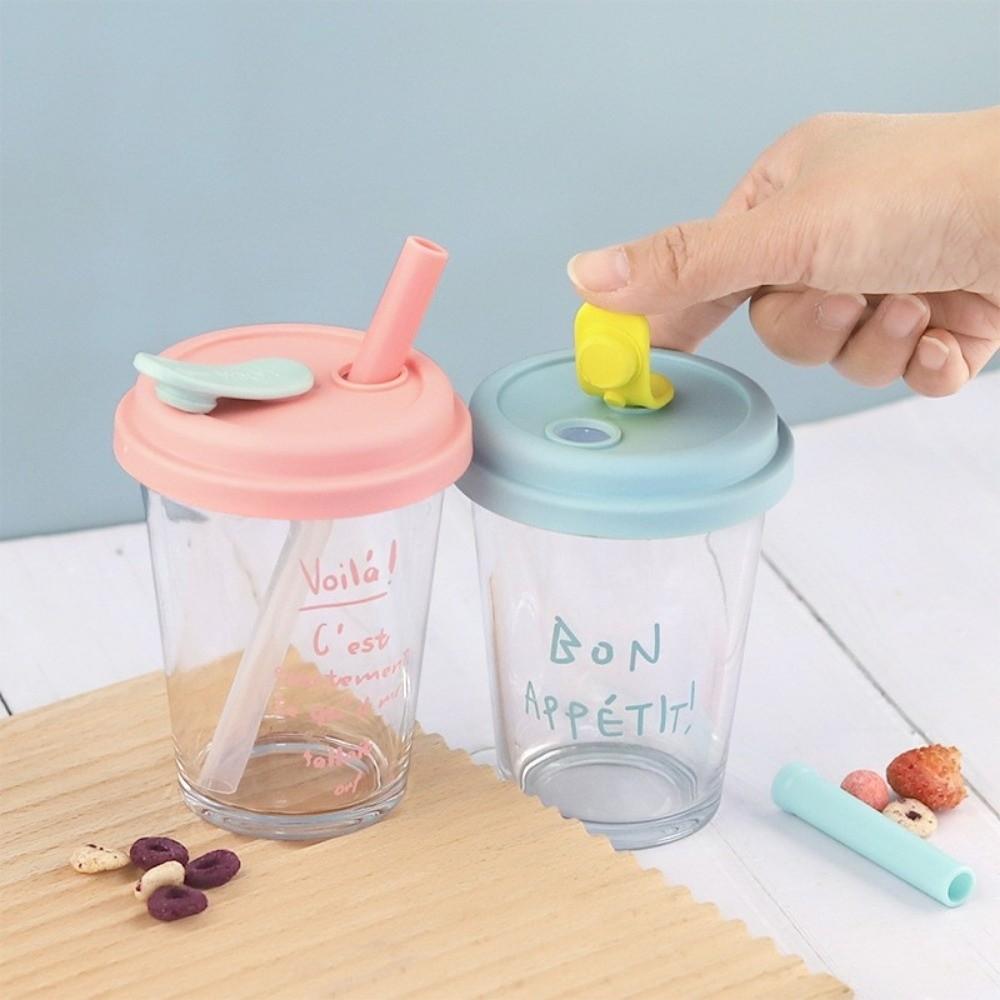 Large Water Milk Bottle Cup with Straw Coffee Cup Portable Glass Water Cup  For Sports Camping