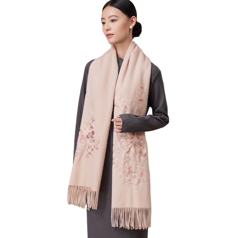 

Shanghai Stories Pure Wool Embroidered Scarf & Shawl 200x70cm (including fringe)