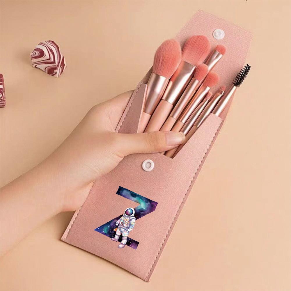 Premium Makeup Brushes Kit 8 Pieces Portable Blush Concealer Eyeshadow Brushes Synthetic Bristles Astronaut Letter Pattern