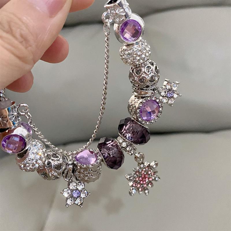 Panjia Style Purple Crystal Dream Catcher Pendant Bracelet for Women