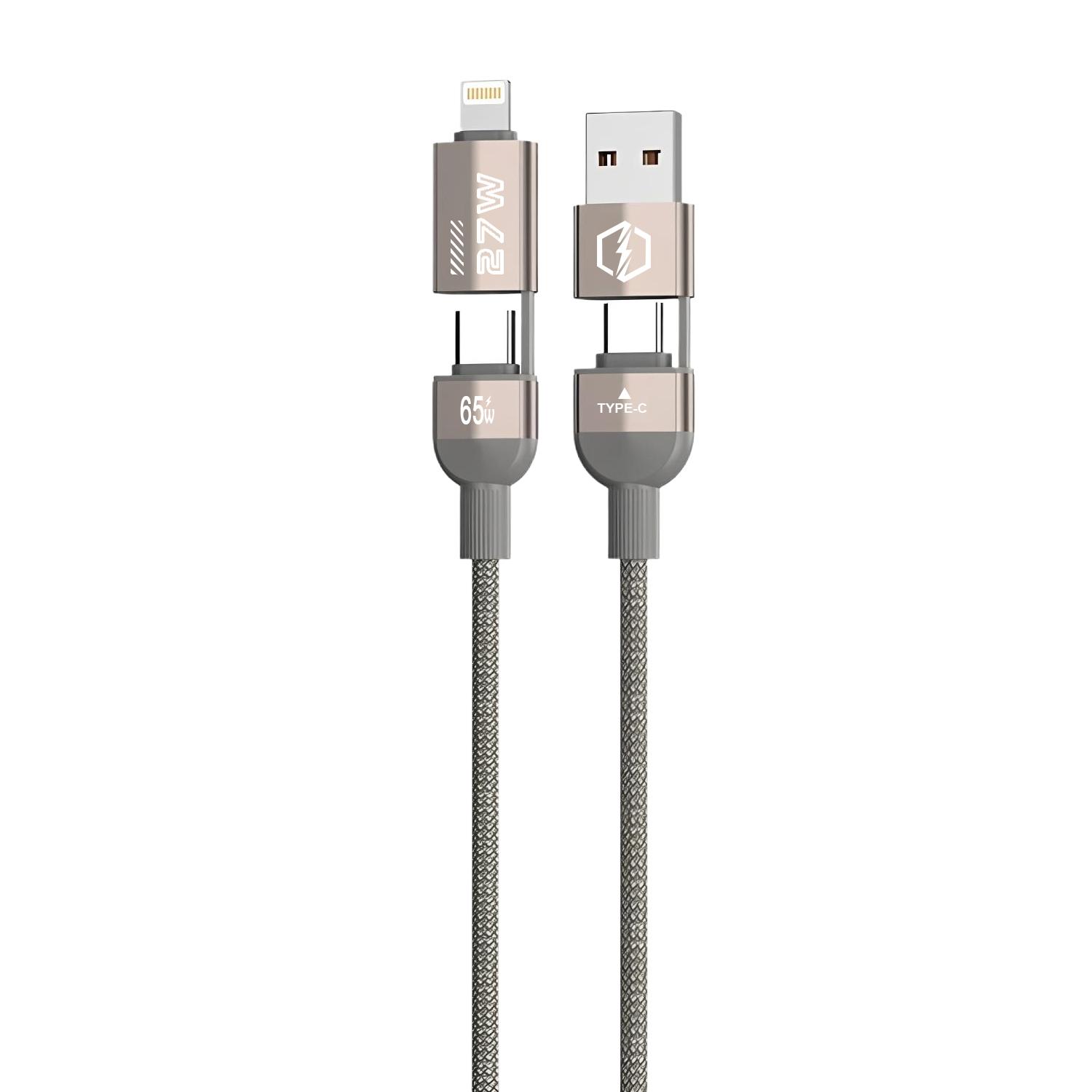 

4 в 1 PD USB Type C Кабель для передачи данных Быстрая зарядка Для iPhone 15 14 13 12 11 Samsung Xiaomi Redmi Huawei Кабель Быстрое зарядное устройство серый