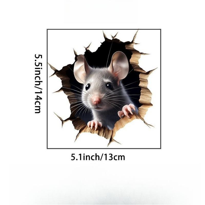 1PC gray melancholy 3D effect probe mouse hole living room bedroom porch home background wall decorative wall sticker
