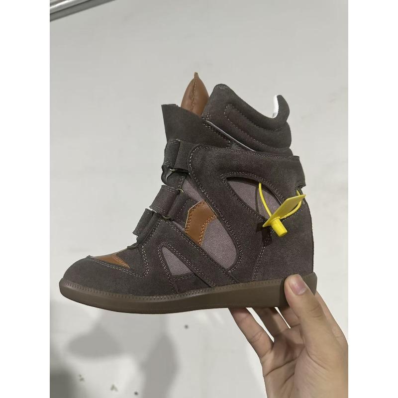 New Hidden Increased High Top Women's Shoes Color Matching Flat Bottom Casual Velcro Sneakers for Women