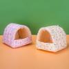 Pet Nest Semi-closed Cold Protection Big Space Printing Thickened Keep Warm Cloth Flower Print