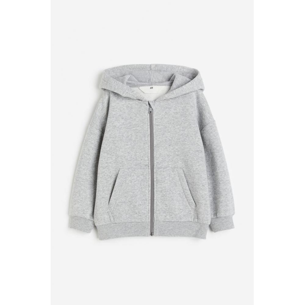 

H M Zip Up Hoodie Grey Melange