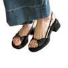 Sheepskin version~ Wear one-pedal sandals for women's one-button leather soft-soled versatile thick-heeled open-toed shoes