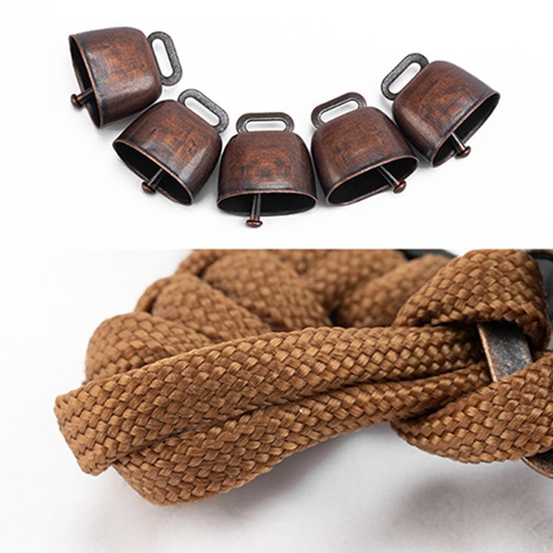 4Pcs Outdoor Bear Bell For Hiking Camping Loud Cast Iron Cowbell With Braided Lanyard Anti-Lost Keychain For Backpacking Walk