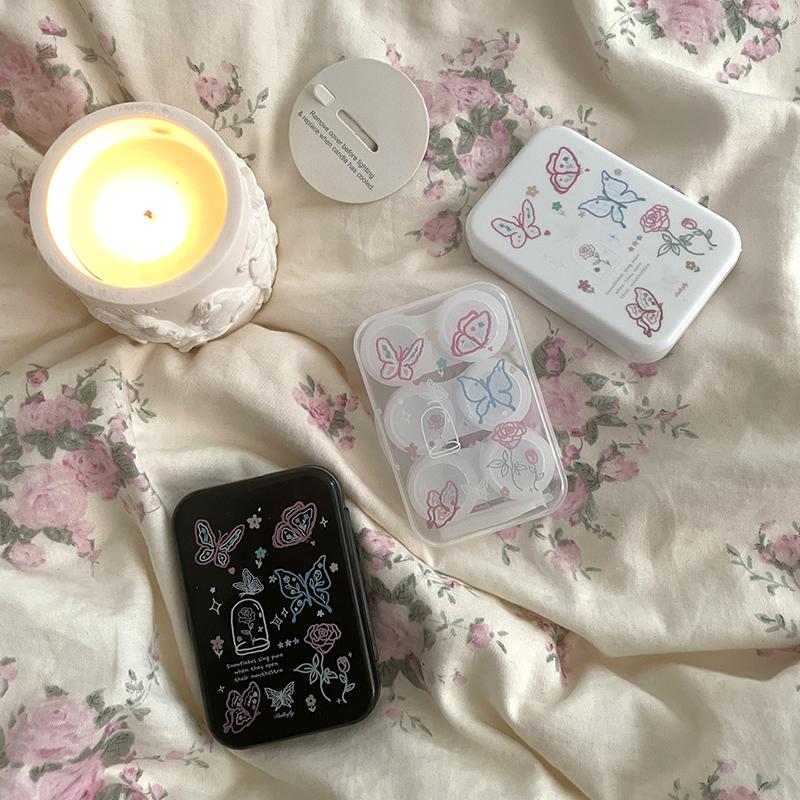 3Pair Sweet Butterfly Contact Lenses Care Box Portable Contact Lens Storage Case Girls Beauty Pupil Container Travel Kit