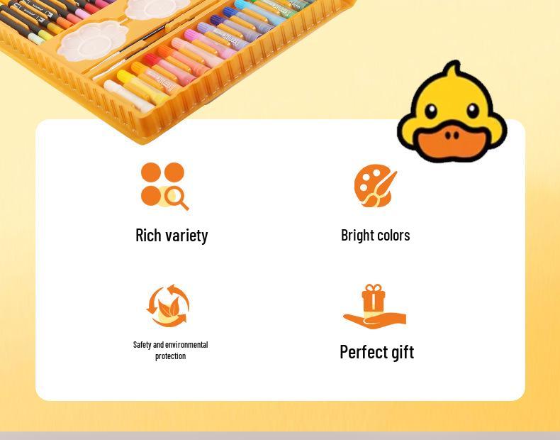 Little Yellow Duck Children's Brush Set: 158-Piece Birthday Gift with Watercolor Pens in Handheld Gift Box
