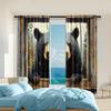 Versatile Polyester Transparent Curtains Home Decoration Charming Bear Use Bedrooms Living Rooms Curtain Set Of 2 Made Washable Area Ready