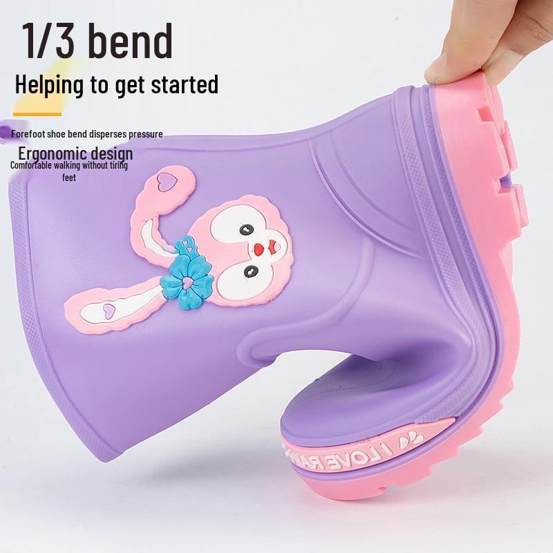 Children's Cartoon Mid-Calf Waterproof Rain Boots - Non-Slip, Thick, and Cute for Boys and Girls