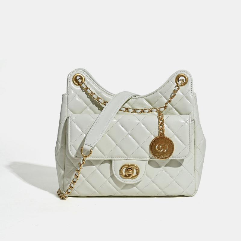 Niche leather messenger bag women's first layer cowhide rhombus chain bag shoulder women's bag