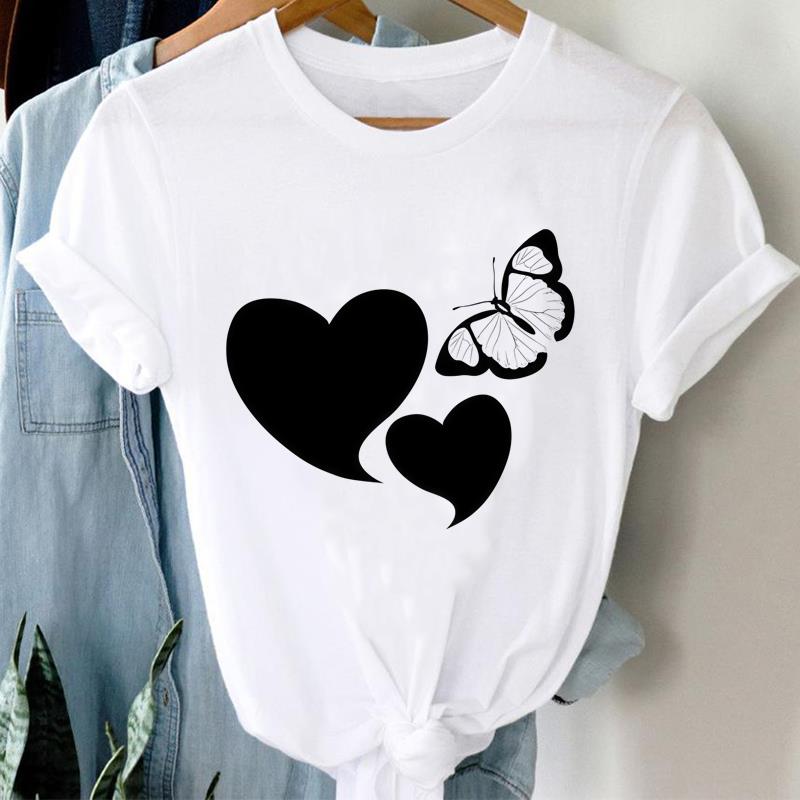 (Asian Size) Women Printed Tee Fashion Lady Clothing Casual T Shirt butterfly trend 90s  Female Top Graphic Short Sleeve T-shirts