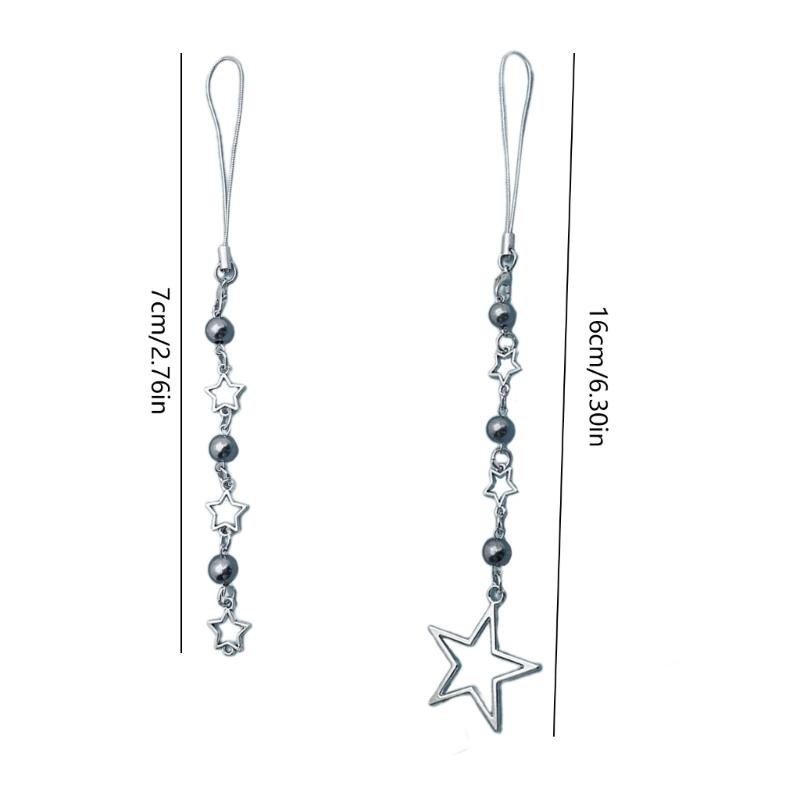 Hohler Sternperlen-Anhänger Handy-Anhänger Aufhängeseil Einfaches Handy-Kettenband Taschendekoration Lanyard Schlüsselanhänger Zubehör