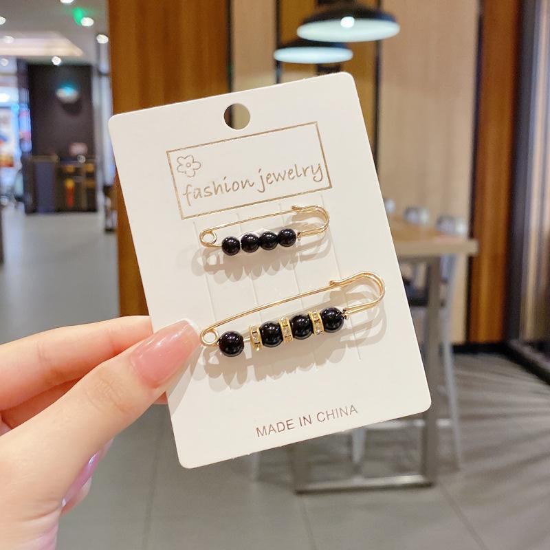 Detachable Pearl Brooch Pins Fastener Pants Pin Decoration Button Clips Sewing-Free Buckles for Jeans Waist Extender Safety Pins