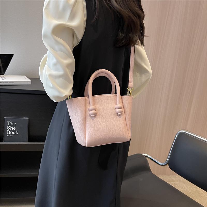 Fashionable Women PU Leather Pack  Summer New Simple Solid Color Crossbody Bag Casual Female Handle Bucket Bags