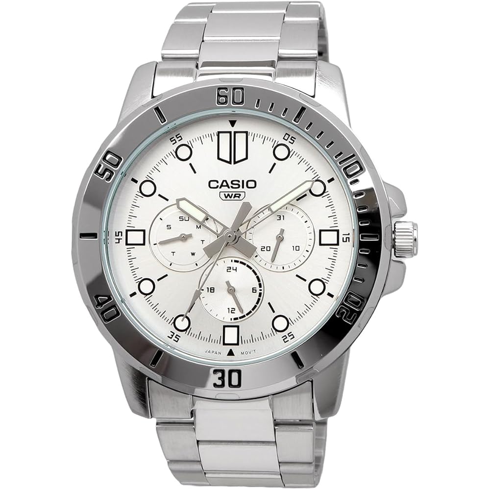 Casio Standard Quartz Men's Watch MTP-VD300D-7E Silver Metal Band 24-Hour Display International Model