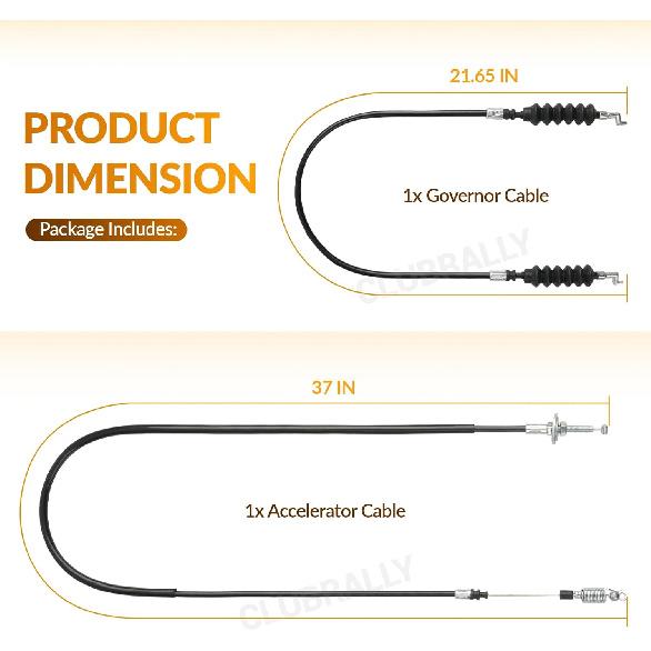 Club Car DS Golf Cart Governor & Accelerator Cable Snap In Kawasaki FE290 2004 & UP, OEM#102336101, 102336001