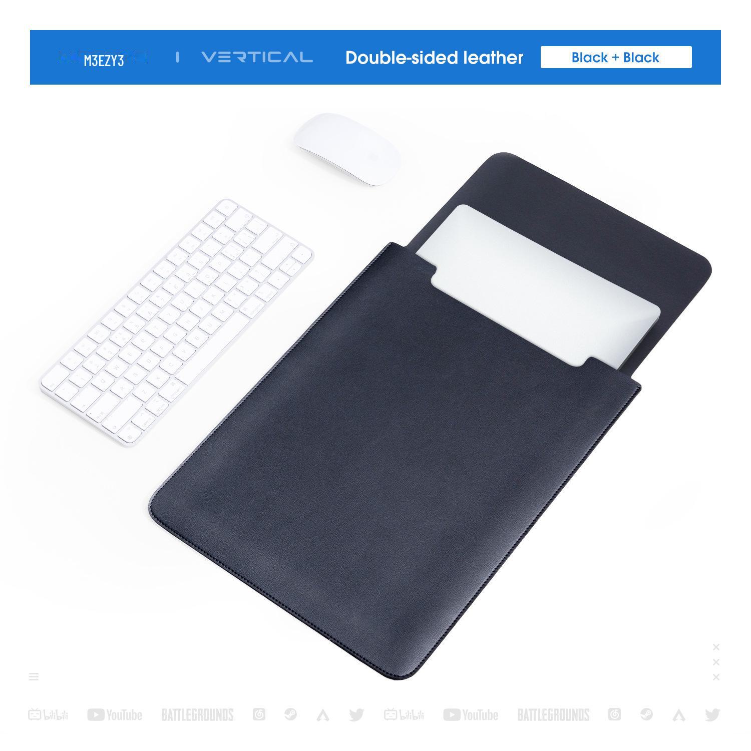 

Немагнитная кожаная сумка для ноутбука Apple M2, Huawei, Lenovo Xiaoxin и планшетных компьютеров. 13/13.3/14 inches чёрный