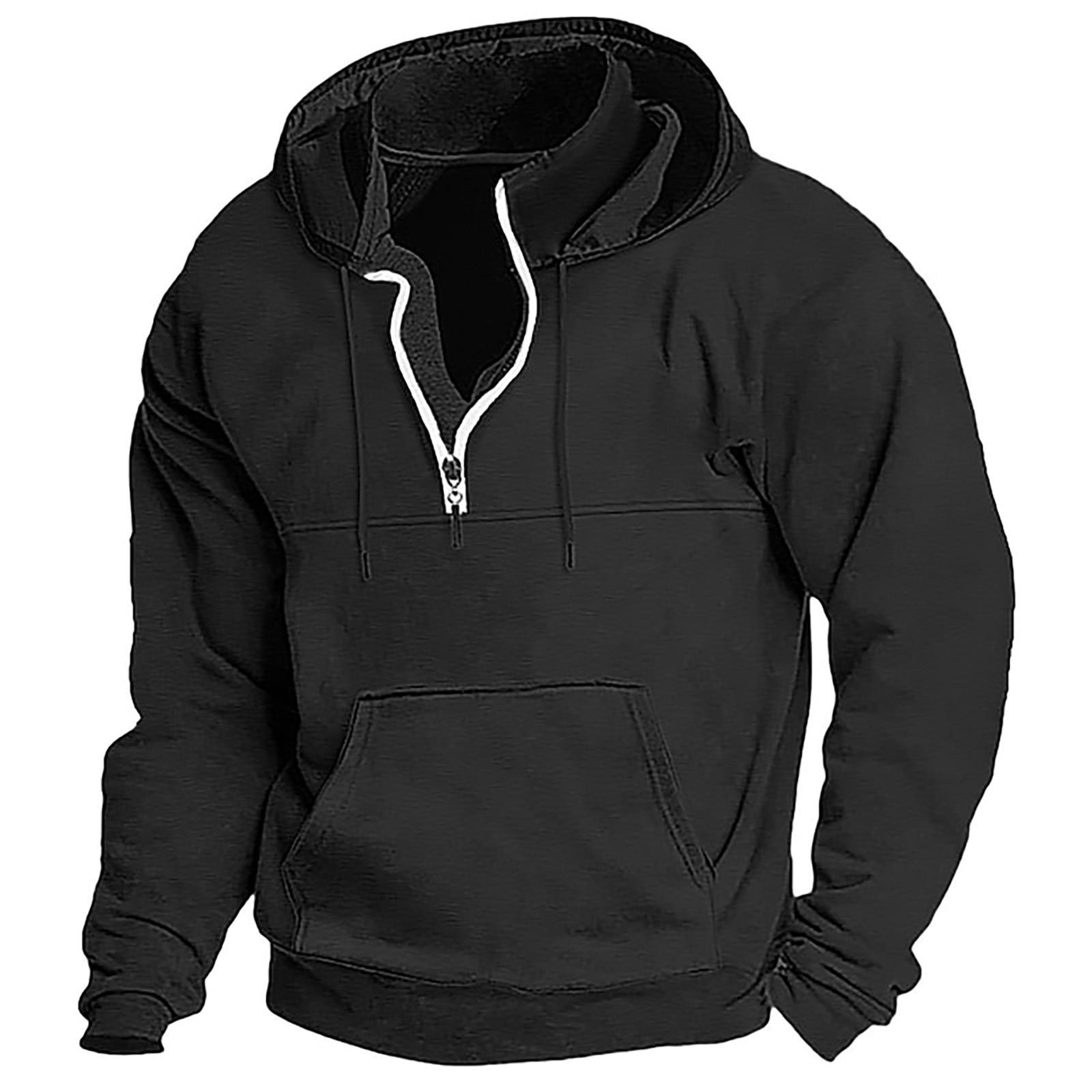 

Мужская осенняя толстовка с воротником-стойкой, повседневная, с капюшоном, свободная, спортивный пуловер M