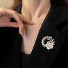 Shinning Crystal Rhinestone Flower Brooch Pearl-Set Alloy Vintage Style Pearl Flower Brooch Diamond Alloy Floral Brooch