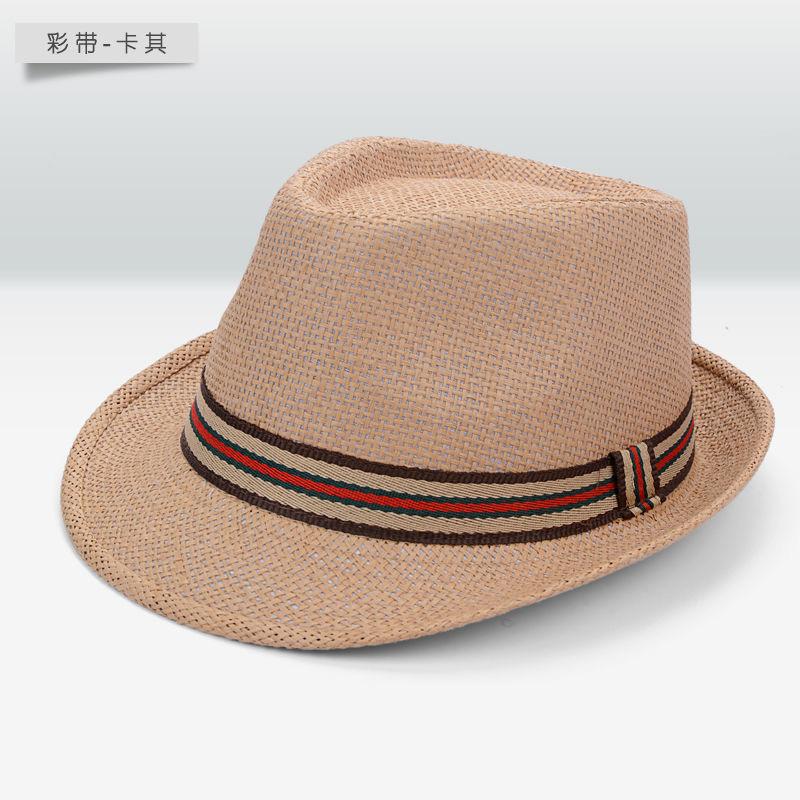 Summer Straw Hat Men's Outdoor Sun Hat Breathable Beach Hat British Performance Jazz Hat Children's Gentleman's Top Hat