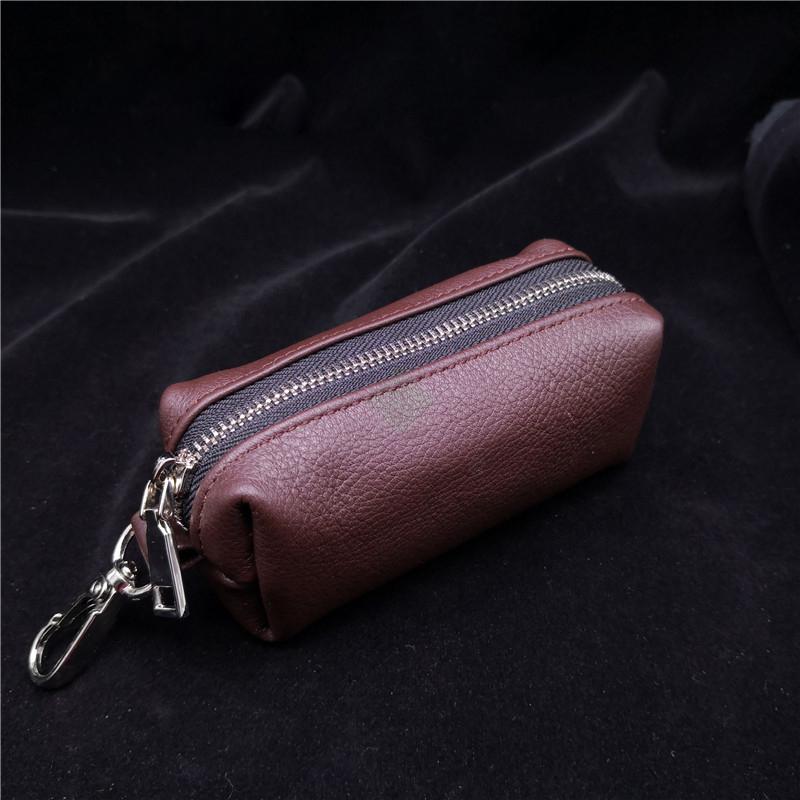 Genuine Leather Key Bag Men Women Car Key Case Cover Housekeepers Zip Keys Organizer Pouch Keychain Mini Coin Purse Key Wallet