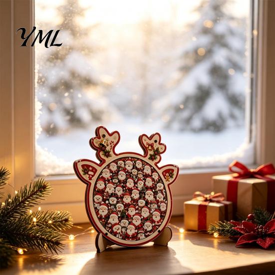 Christmas Jigsaw Puzzles Reindeer Puzzle Decoration, Santa Claus Cat Elk Theme Holiday Toy, Festive Wooden Set for Gift Pieces