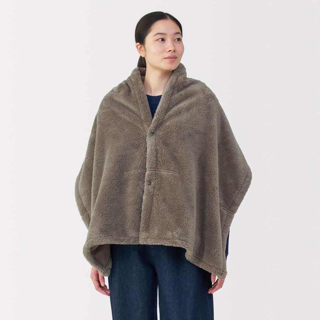 MUJI Recycled Polyester Warm Boa Unisex Mocha 45 x 160cm Cape, Adult, DDD11A5A, Brown,