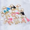 Gold Foil Tassel Keychain with English Letter Pendant