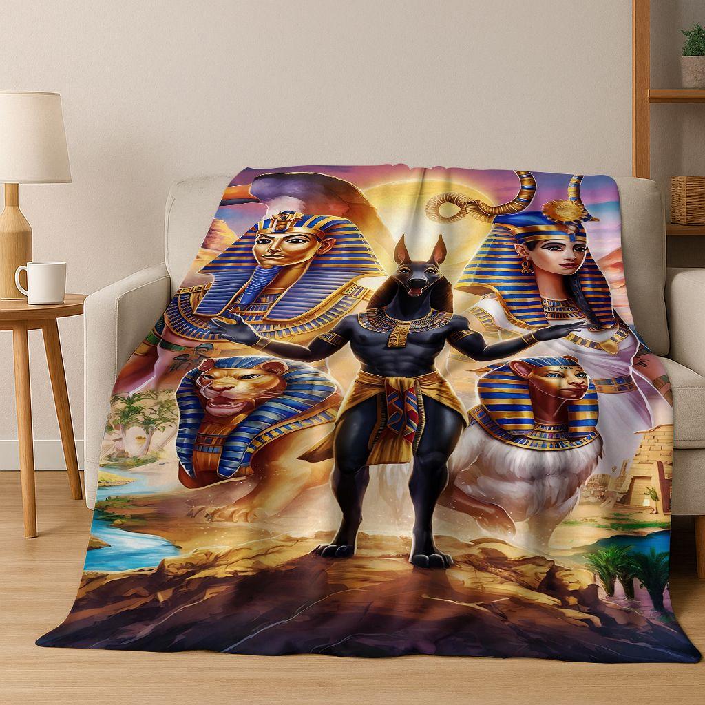 Ancient Egyptian Gods Dead Anubis Pharaoh Tutankhamun Mask Flannel Blanket,Cozy Soft Throw Blanket for Home Bedroom Bed Sofa Kid