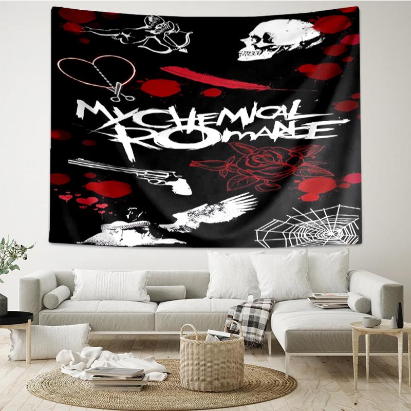 My-Chemical-Romance Print Tapestry, Backdrop, Easy Setup, Ideal for Bedroom, Office & Living Room, with Aesthetic Wall Hanging Decor.