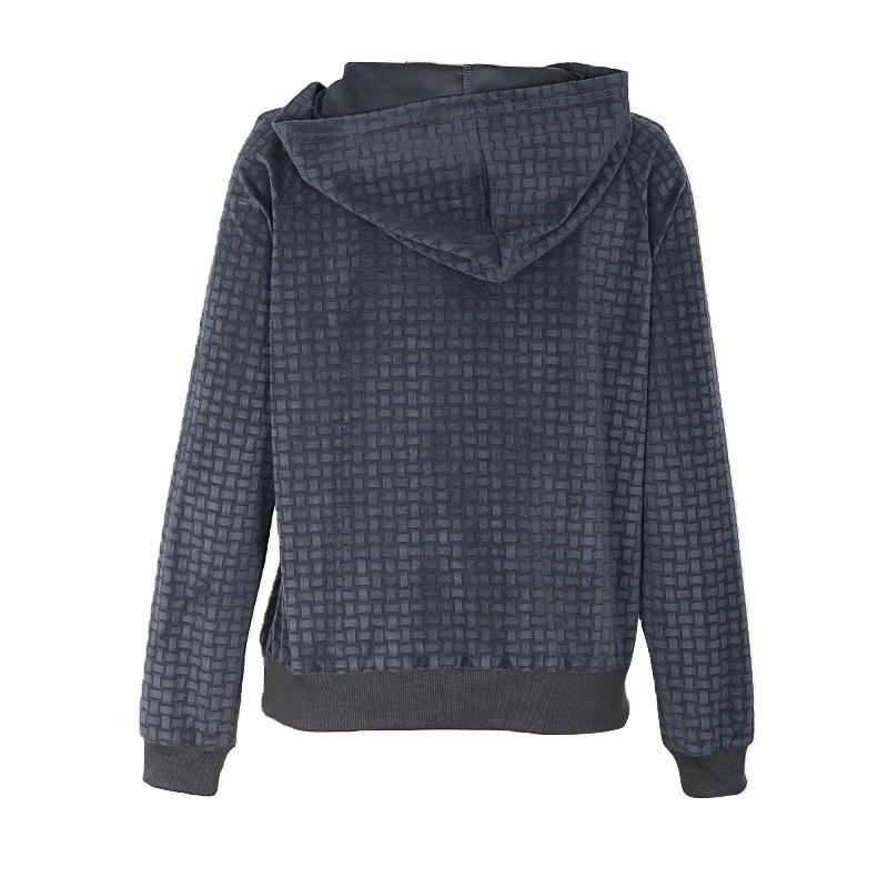 Sudadera de otoño para mujer, sudadera con capucha texturizada a la moda, Top de manga larga
