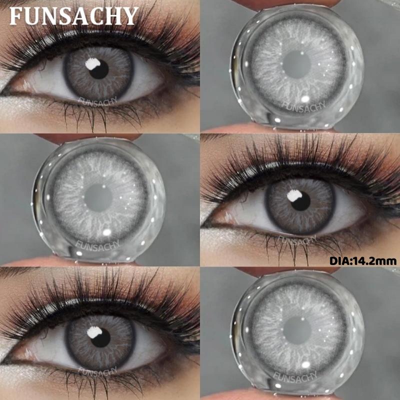 FUNSACHY 1 Pair Colored Contact Lenses Natural Big Black Eyes Blue Green Soft Contact Lenses for Women Brown Gray Contact Lenses