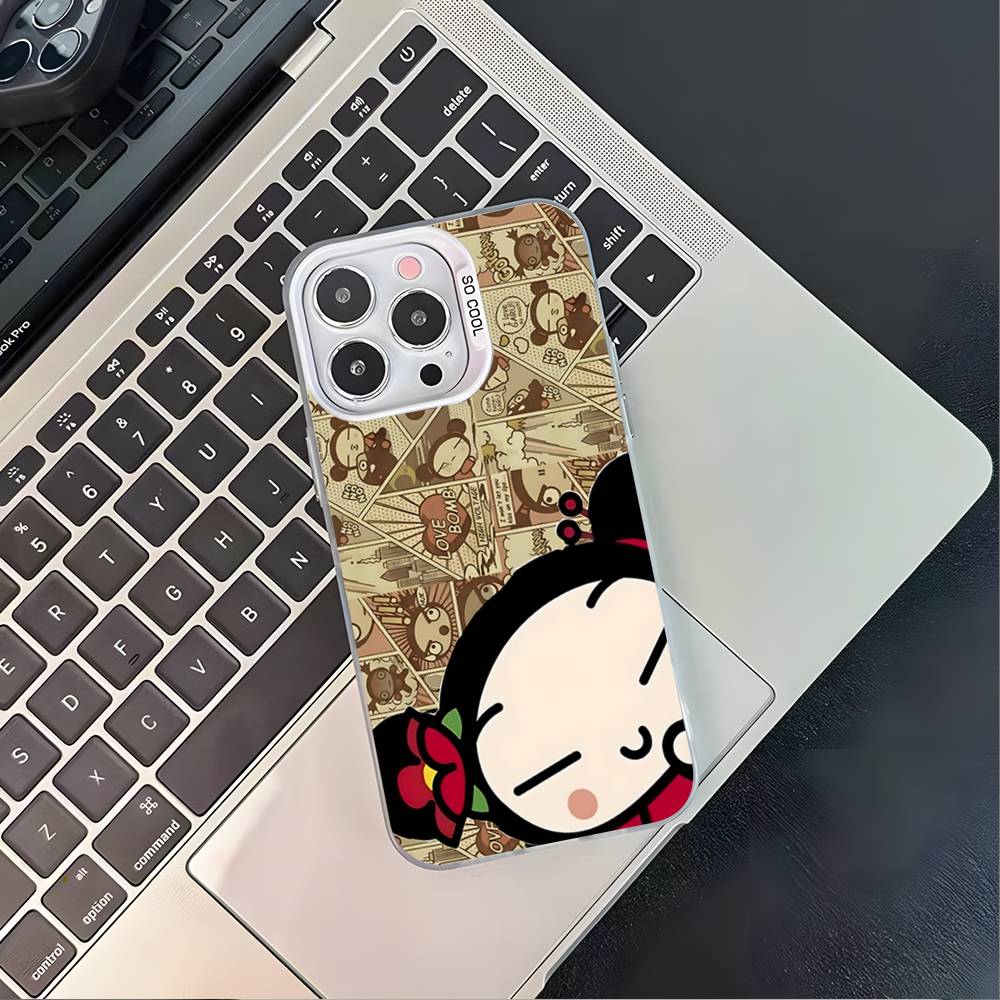 Pucca Cute Love Phone Case For iPhone 17,16,15,14,13,12,11,Pro,XS,Max,Plus,Mini,SE4,E White Matte Shockproof Cover