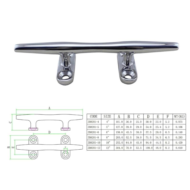 316 Stainless Steel Polished Combo Mooring Cleat 2 Hole Hardware Boat Cleats