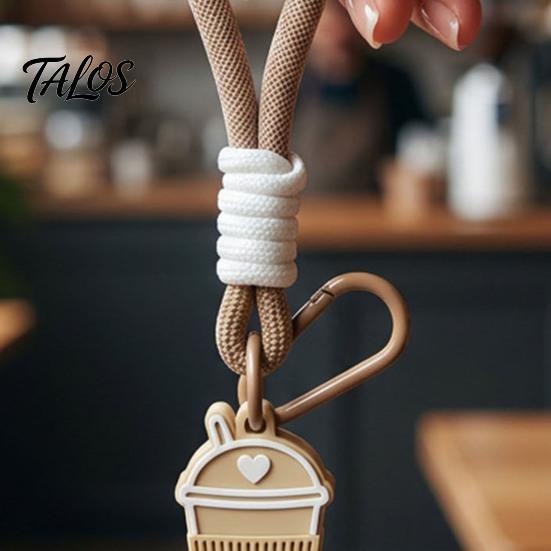 Miniature Cup Keychain Pendant Milk Tea Pendant, 3D Printed with Decorative Bag Braided Lanyard, Backpack Charm Accessory Hanging Key Chain