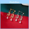Christmas Festive Drop Earrings With Star And Tree Motifs In Zinc Alloy For Womens Seasonal Style