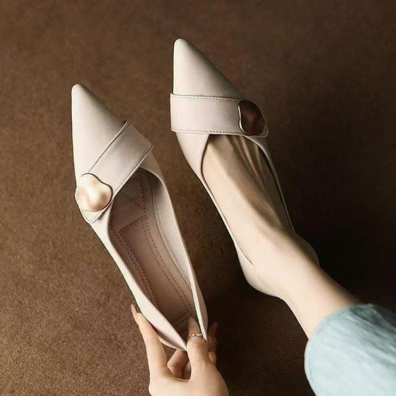 

Single Shoes - Soft Leather, New Style, Versatile, Soft Sole, Flat Bottom, Women s Round-toe Shoes 41 бежевий
