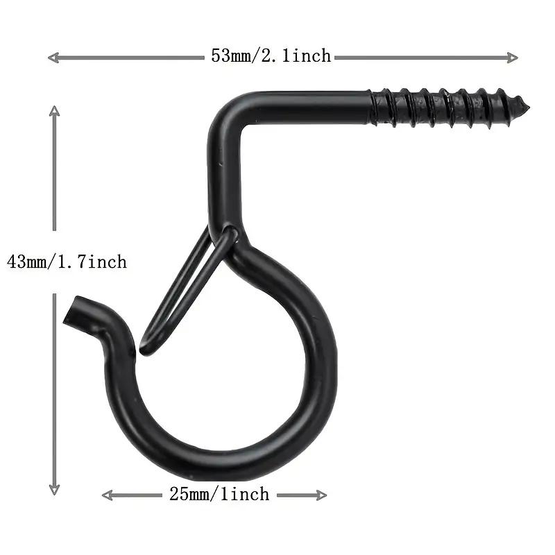 

20 шт. Q-образных вешалок для рождественских огней, крючки для вешалок, винтовые крючки, потолочные крючки для настенного шкафа с предохранительной пряжкой, водостойкие чёрный