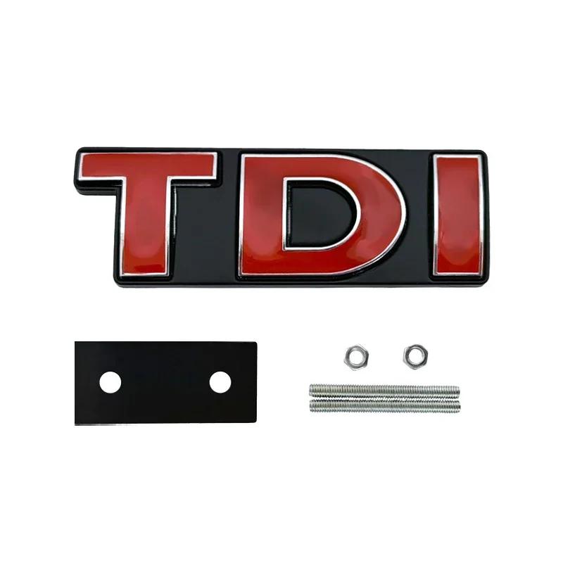 VEMZG1 Metal TDI Logo Front Hood Grille Rear Trunk Badge Emblem Sticker Decals for VW Polo Golf MK5 MK6 Jetta Passat GTI Touran Bora