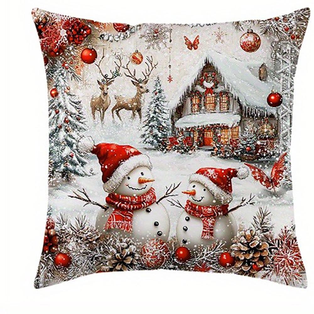 Christmas Snowman Pattern Pillowcases: Festive Winter Home Decor Sofa room cushion cover home decoration new year gift