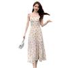 Dress 2026 New Women's Summer French Retro Waist Temperament Floral Split Suspender Skirt Fashion Temperament